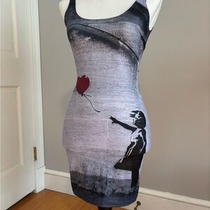 Blackmilk Gray and Red Banksy Art Mini Dress